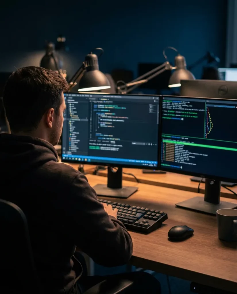 A developer working on custom software