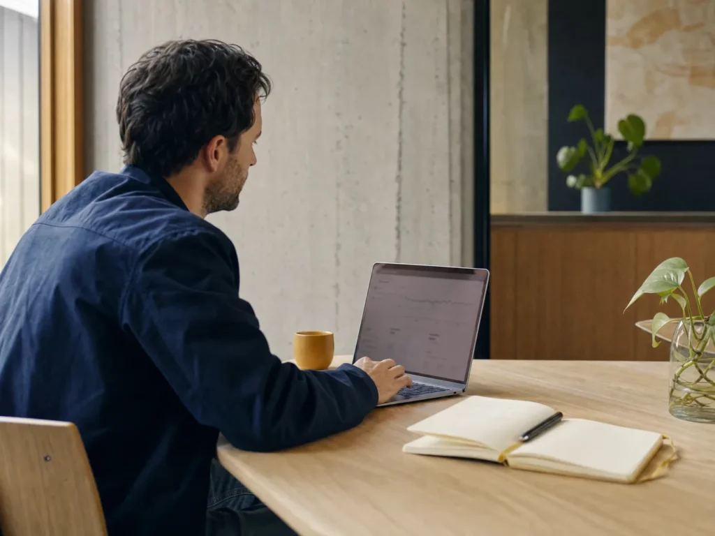 Reviewing search performance on a laptop