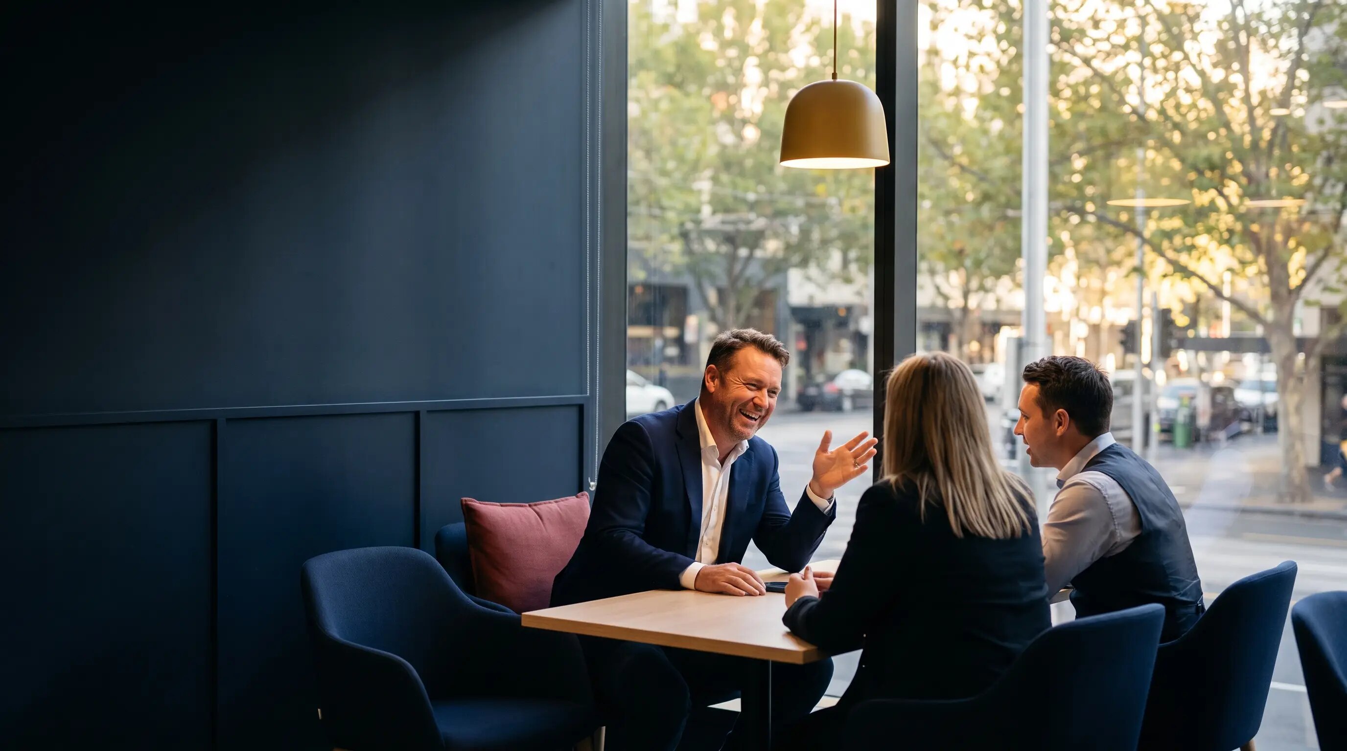 A financial adviser and client in conversation